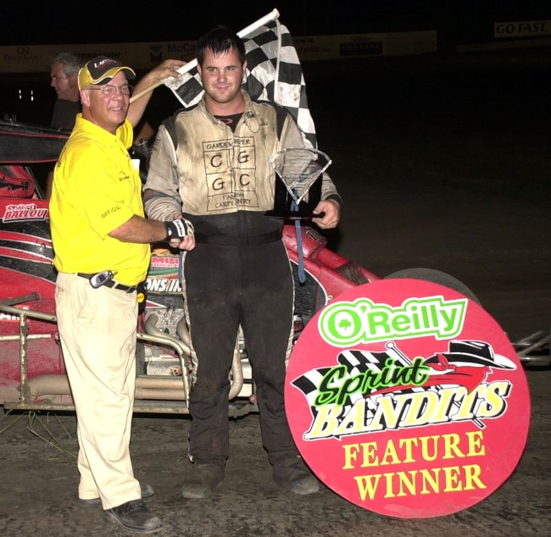 Robert Ballou victory lane Friday night's O'Reilly Sprint Bandits TNT Lakeside