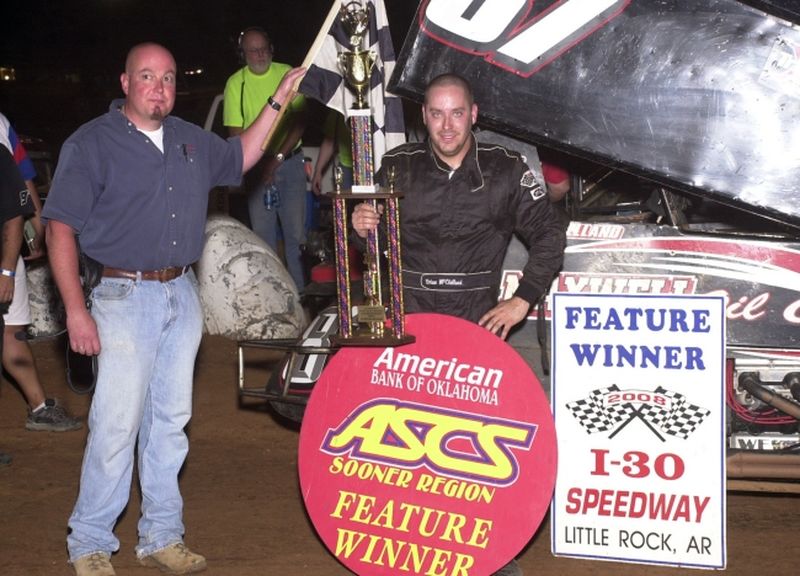 Broken Arrow, Oklahoma's Brian McClelland snared his second American Bank of Oklahoma ASCS Sooner Region feature win of the year with a hard-fought triumph in Saturday night's 25-lap feature at Little Rock's I-30 Speedway