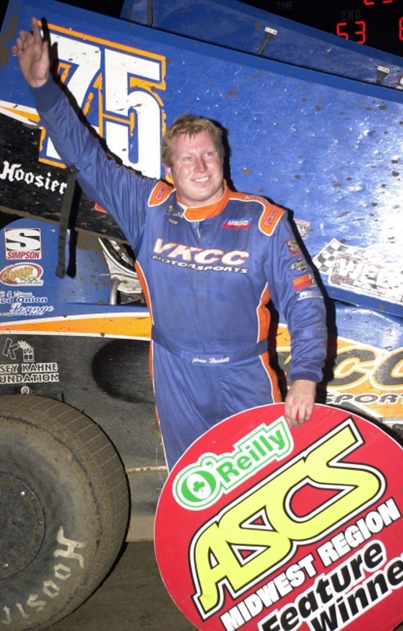 Jesse Hockett won Friday night's ASCS Midwest Region U.S. 36 Raceway