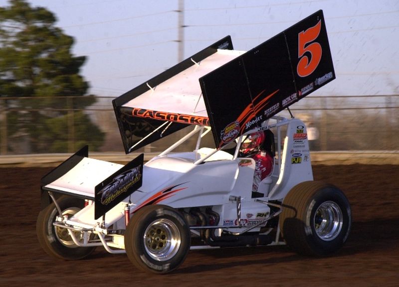 Danny Lasoski in O'Reilly American Sprint Cars on Tour action at Oklahoma City's State Fair Speedway on Friday night.