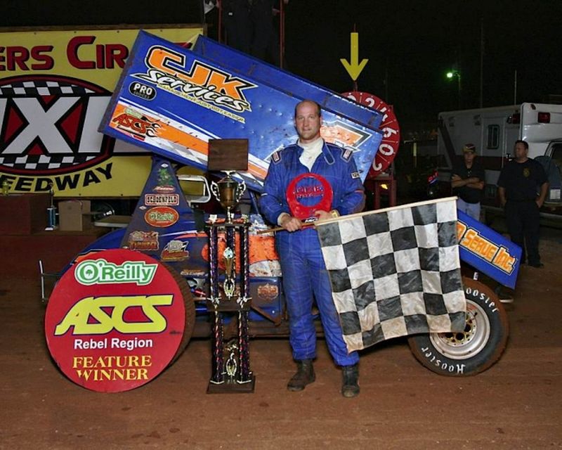 Matt Linder made a last lap pass to win Saturday night's 25-lap American Sprint Car Series Rebel Region feature at Dixie Speedway in Woodstock, GA.