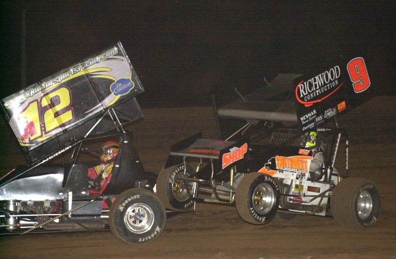 Short Track Nationals contact between Tim Shaffer (a12) and Gary Wright (9) 