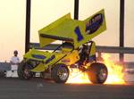 South Dakota's Eric Lutz was on the hot seat during Saturday night's hot laps for the O'Reilly American Sprint Cars on Tour National series at the 35th Annual Devil's Bowl Spring Nationals in Mesquite, TX.  After replacing an oil line, Lutz returned