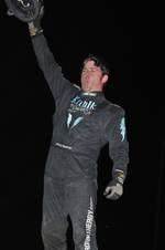 Current Discount Tire Co. ASCS Canyon Region points leader Jeremy Sherman celebrates his third series triumph of the season Saturday night at Manzanita Speedway in Phoenix, AZ.