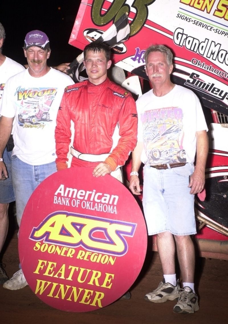 Oklahoma City's Joe Wood, Jr., captured his first career American Bank of Oklahoma ASCS Sooner Region feature victory by topping Saturday night's 25-lap feature at Lawton Speedway.