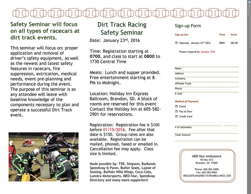 2016 Med Star Dirt track rescue team Safety Seminar