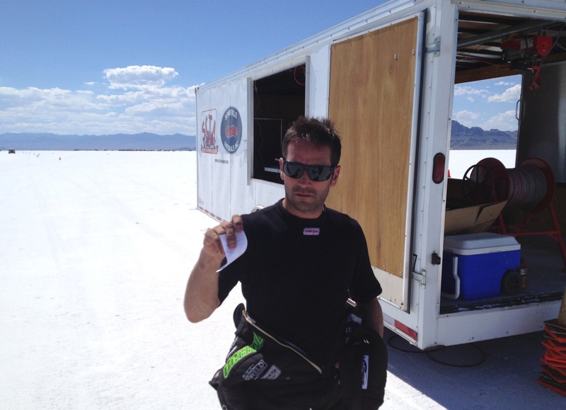 Damion Gardner holding timeslip for 185 mph run, making him the 