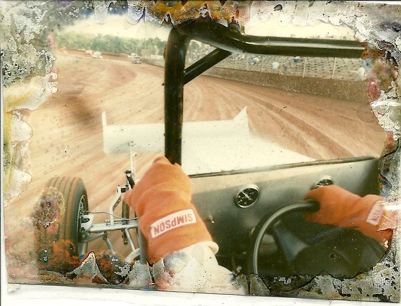 Riding with David McKinney in the #97 Outlaw, exiting turn four at Big H Motorspeedway, Houston, Tx. mid eighties.