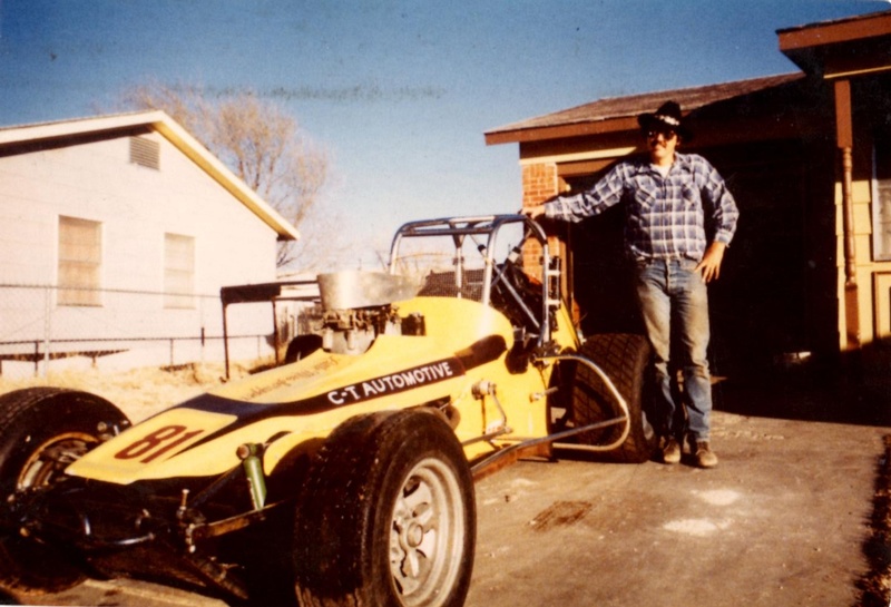 Me & my new 'toy'. Bought from Gail Allen, Amarillo, Tx. Jan 1981. Sold to Marvin Fillip, San Angelo,Tx.1982. Marvin's son Chet qualified for the Indy 500 in '82 driving the #39 Cirlcle Bar Truck Corral, Ford Gurney Eagle.